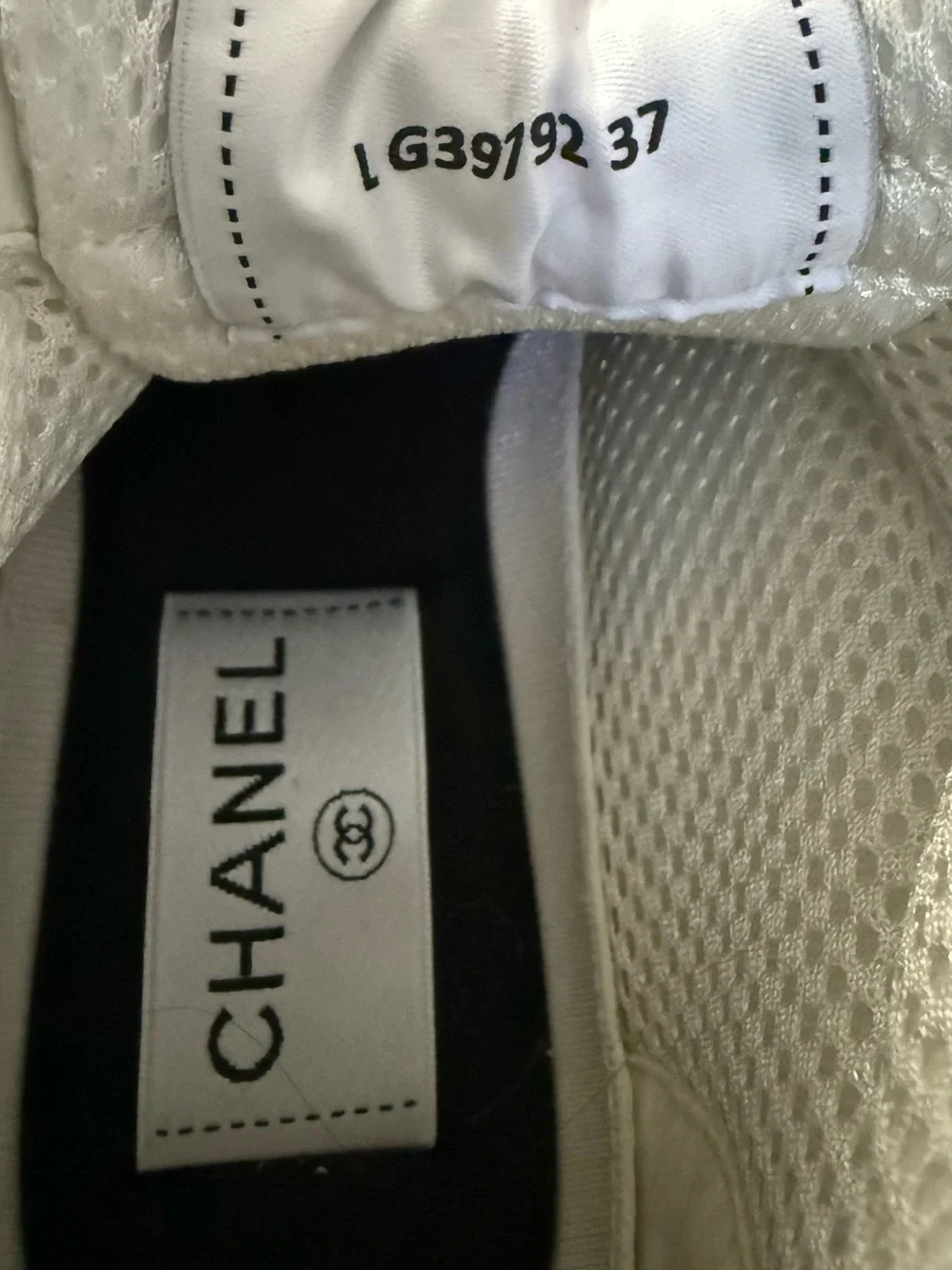CHANEL White and Silver Metallic Leather Mesh Sneakers - Trainers - 37